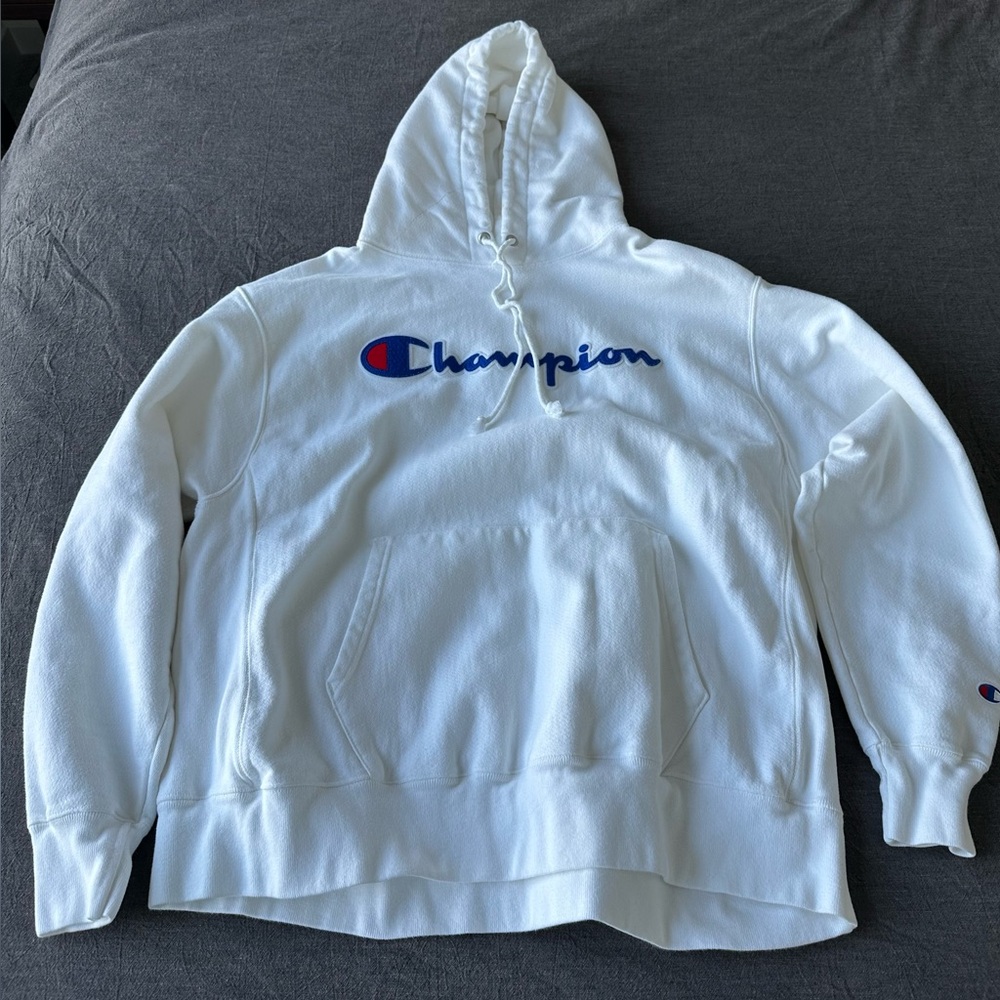 Champion White Hoodie Sweatshirt